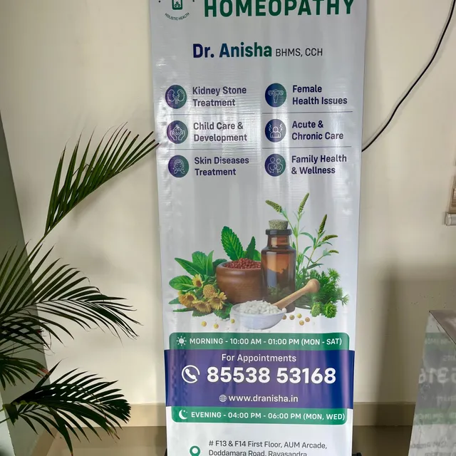 Healing Touch Homeopathy standee inside the clinic